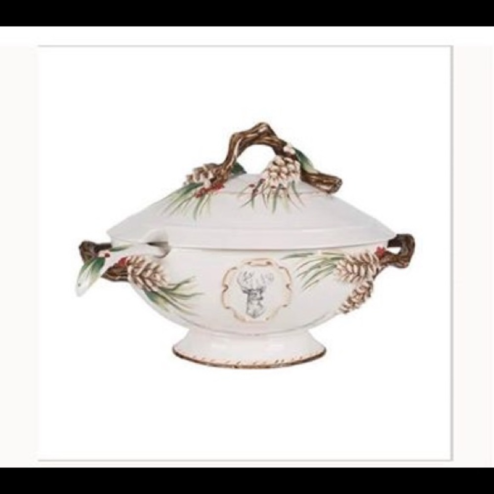 Fitz and Floyd Forest Frost Tureen with Ladle